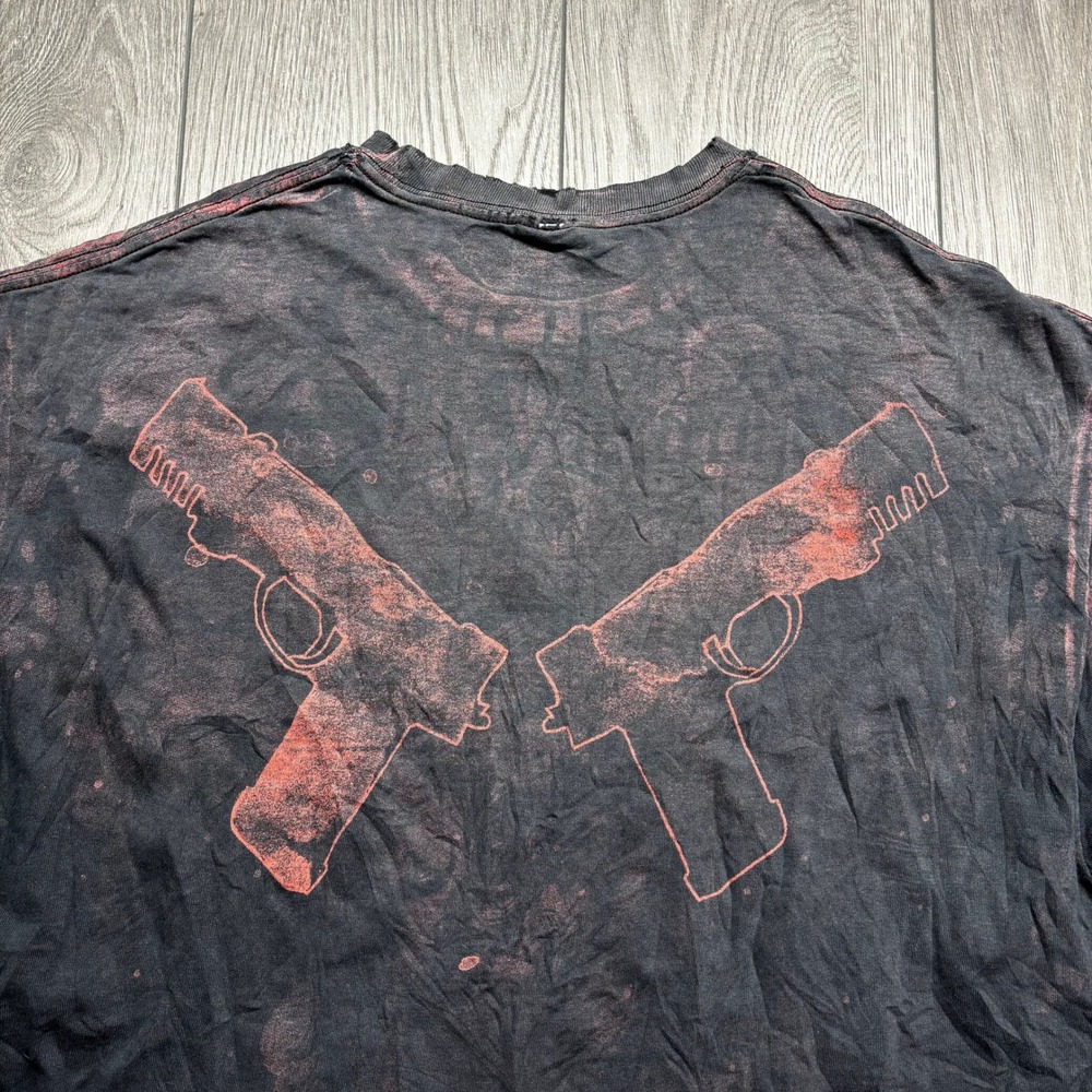 Vintage Bullet For My Valentine Band Shirt Mens XL Skull Guns Bleach Wash Black - Picture 6 of 9